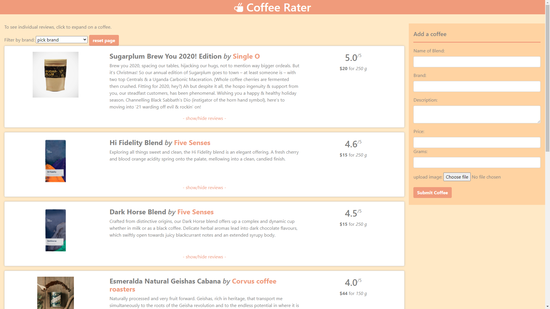 preview of Coffee Rater