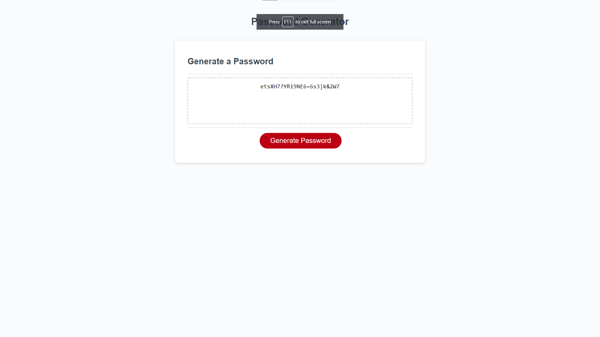 preview of JavaScript password generator